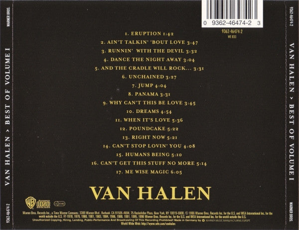 Van Halen - The Best of Van Halen: Volume I (Used) (Mint Condition) CD