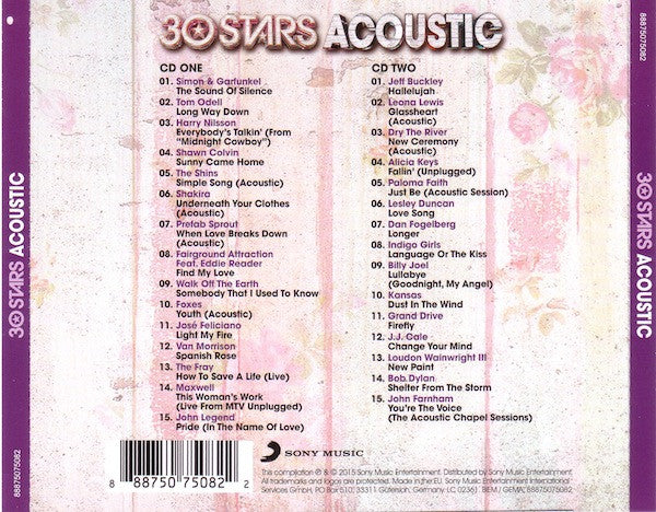 Various – 30 Stars Acoustic 2 Discs (Used) (Mint Condition)