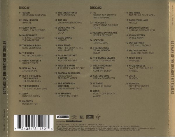 Various - 50 Years Of The Greatest Hit Singles - 2 Discs (Used) (Mint Condition)