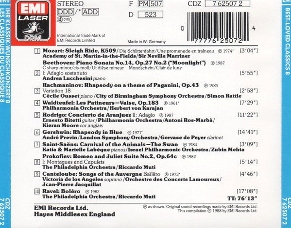 Various – Best-Loved Classics 8 (Used) (Mint Condition) CD