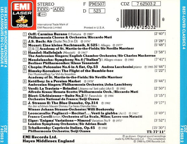 Various – Best ~ Loved Classics 4 (Used) (Mint Condition) CD