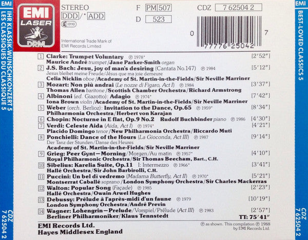 Various – Best ~ Loved Classics 5 (Used) (Mint Condition) CD