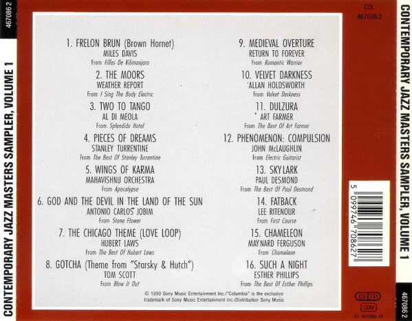 Various – Contemporary Jazz Masters Sampler, Volume 1 (Used) (Mint Condition) CD