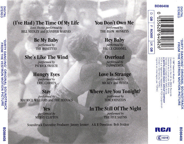 Various – Dirty Dancing (Original Soundtrack From The Vestron Motion Picture) (Used) (Mint Condition) CD