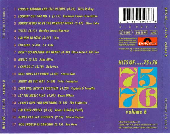 Various – Hits Of..... 75 + 76 (Used) (Condition) CD