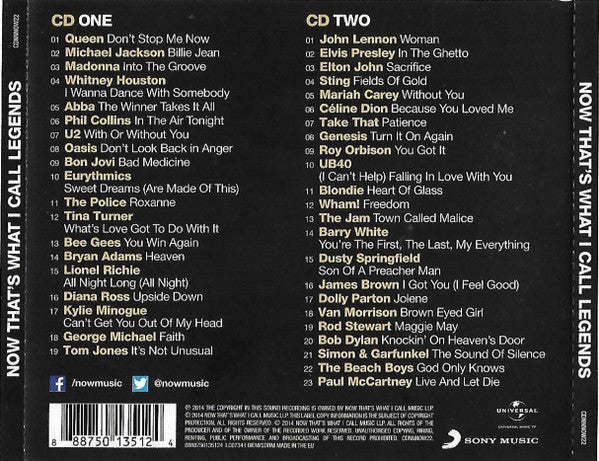 Various – Now That's What I Call Legends (Used) (Mint Condition)