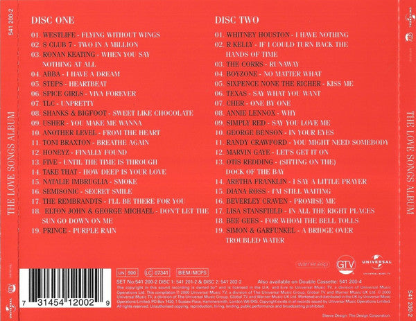 Various – The Love Songs Album - 2 Discs (Used) (Mint Condition) CD