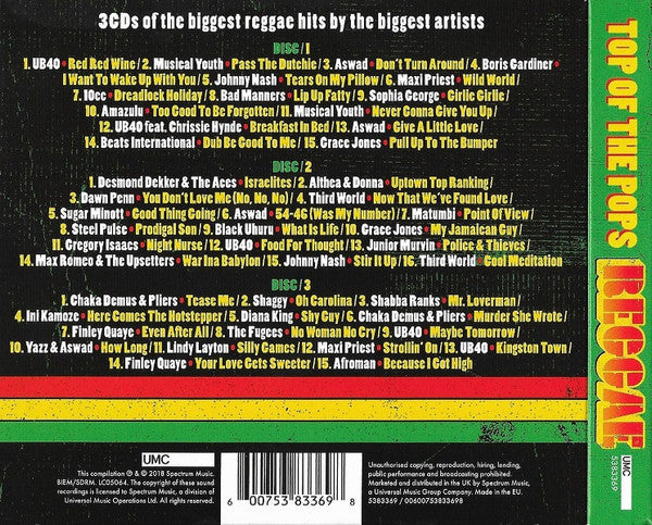 Various – Top Of The Pops Reggae 3 Discs (Used) (Mint Condition) CD