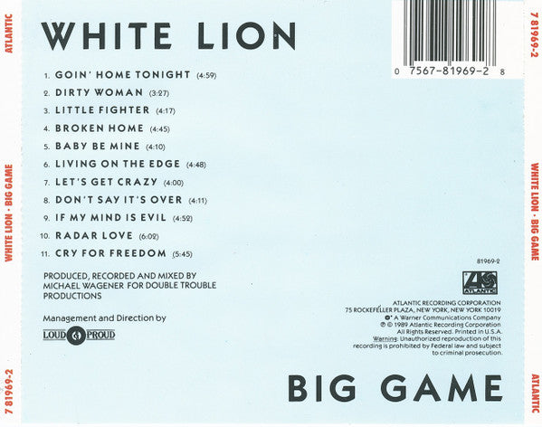 White Lion – Big Game (Used) (Mint Condition) CD