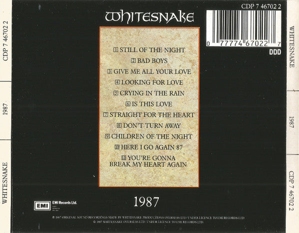 Whitesnake – 1987 (Used) (Mint Condition) CD