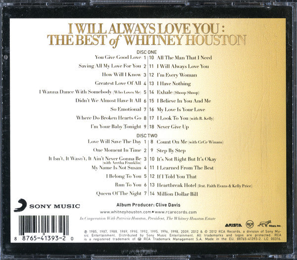 Whitney Houston – I Will Always Love You: The Best Of Whitney Houston 2 Discs (Used) (Mint Condition) CD