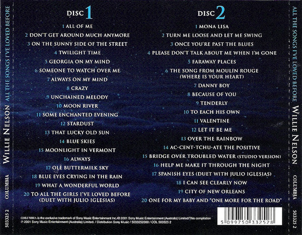Willie Nelson - All The Songs I've Loved Before - 40 Unforgettable Songs (Used) (Mint Condition)