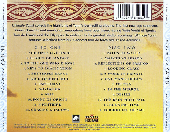 Yanni (2) – Ultimate Yanni - 2 Discs (Used) (Mint Condition) CD