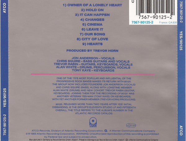 Yes – 90125 (Used) (Mint Condition)