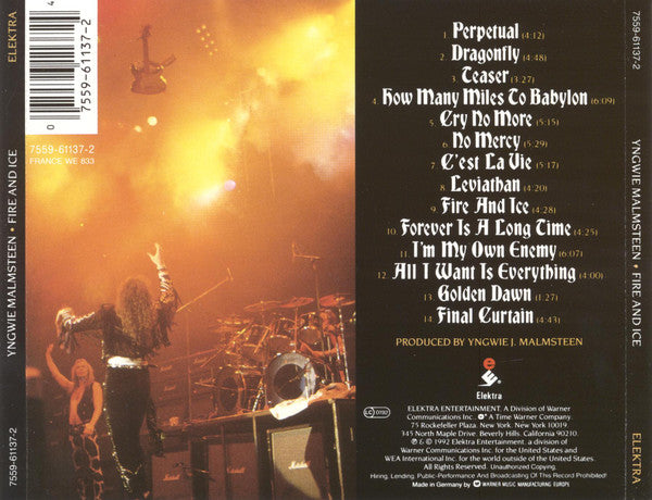 Yngwie Malmsteen – Fire & Ice (Used) (Mint Condition) CD