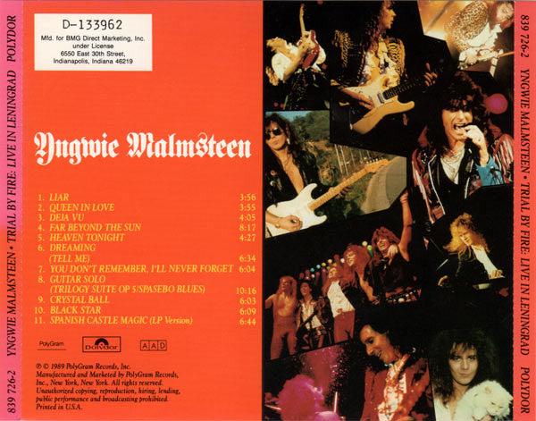 Yngwie Malmsteen – Trial By Fire: Live In Leningrad (Used) (Mint Condition) CD