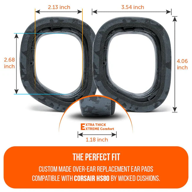 Wicked Cushion Earpads for Corsair HS80 - WC FreeZe Cooling Gel