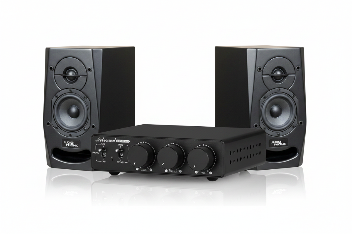 Douk Audio NS-13G MAX &amp; Audio Phonic Z50 Pro Bundle - White Background