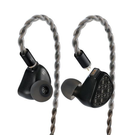 Kefine Arnar black earphones with detached 0.78mm 2-pin cable on a white background