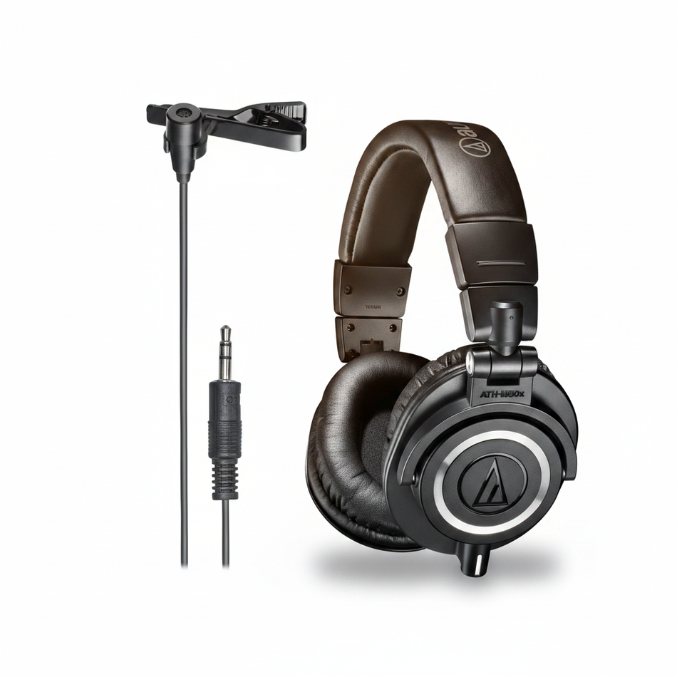 Audio-Technica ATH-M50x & Audio-Technica ATR3350xiS Lavalier Microphone