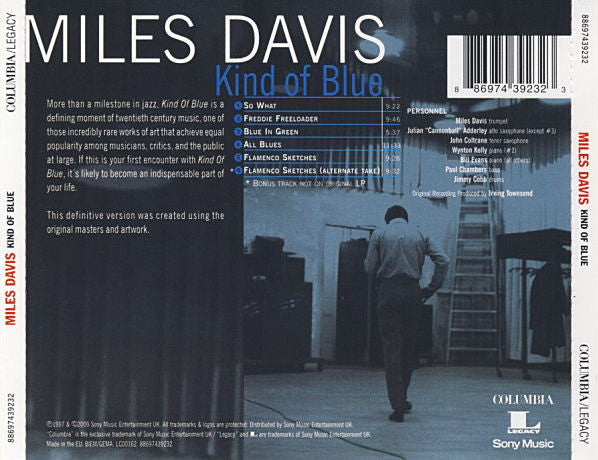 Miles Davis – Kind Of Blue (Used) (Mint Condition) CD