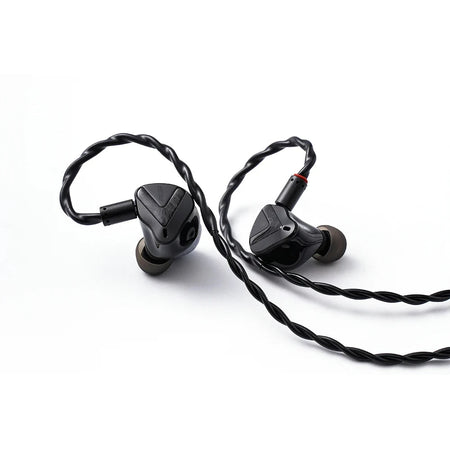 Softears RSV MK2 in-ear monitor pair with braided cable on a white background