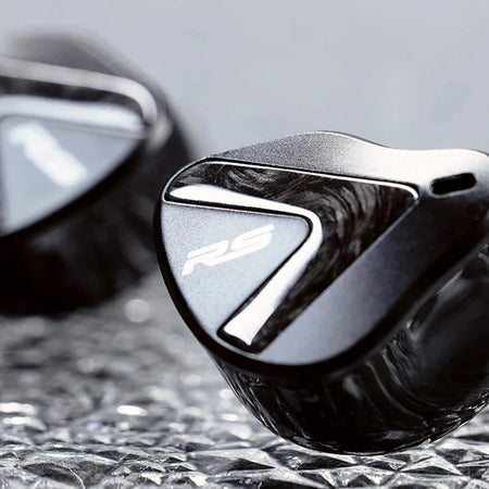 Softears RSV MK2 earphones stacked detail view showing faceplate finish