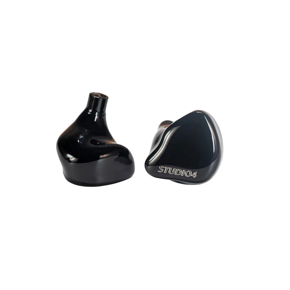 Softears Studio 4 earphones side view showing STUDIO4 branding on a white background