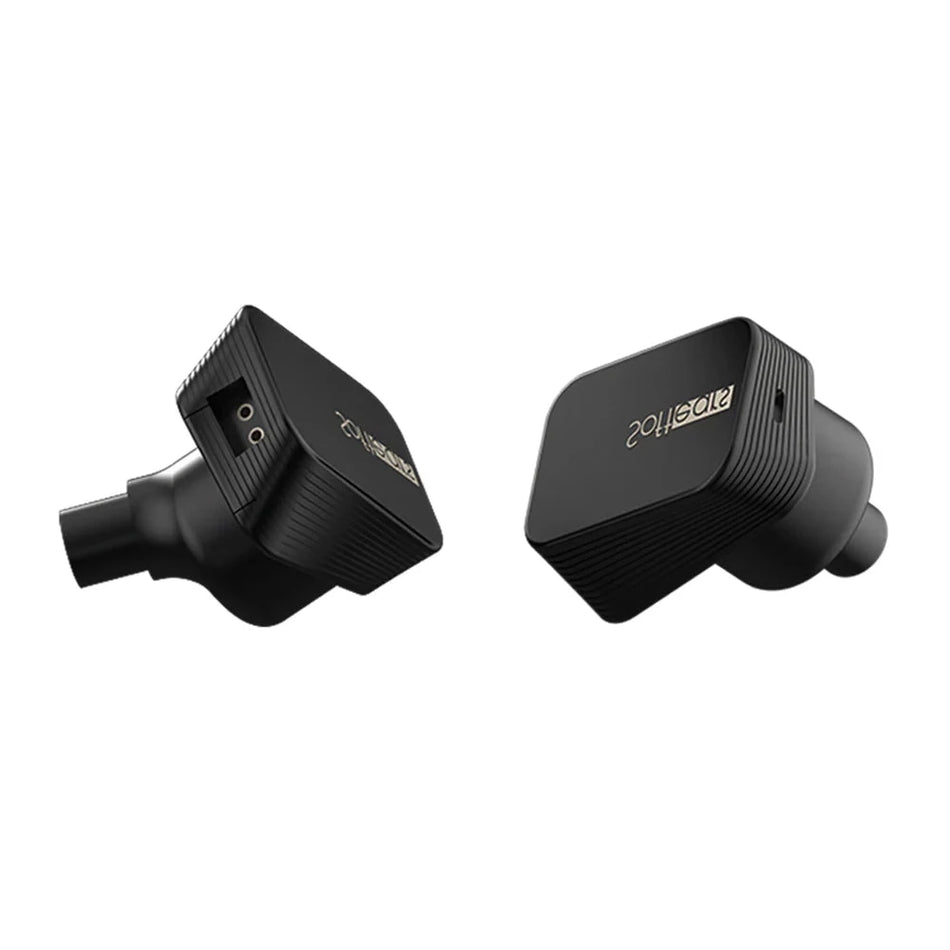 Softears Twilight earphone pair, rear view showing textured grip and Softears branding