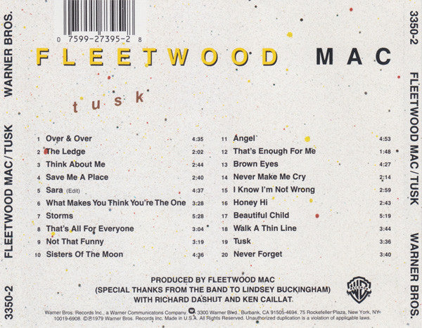 Fleetwood Mac – Tusk (Used) (Mint Condition) CD
