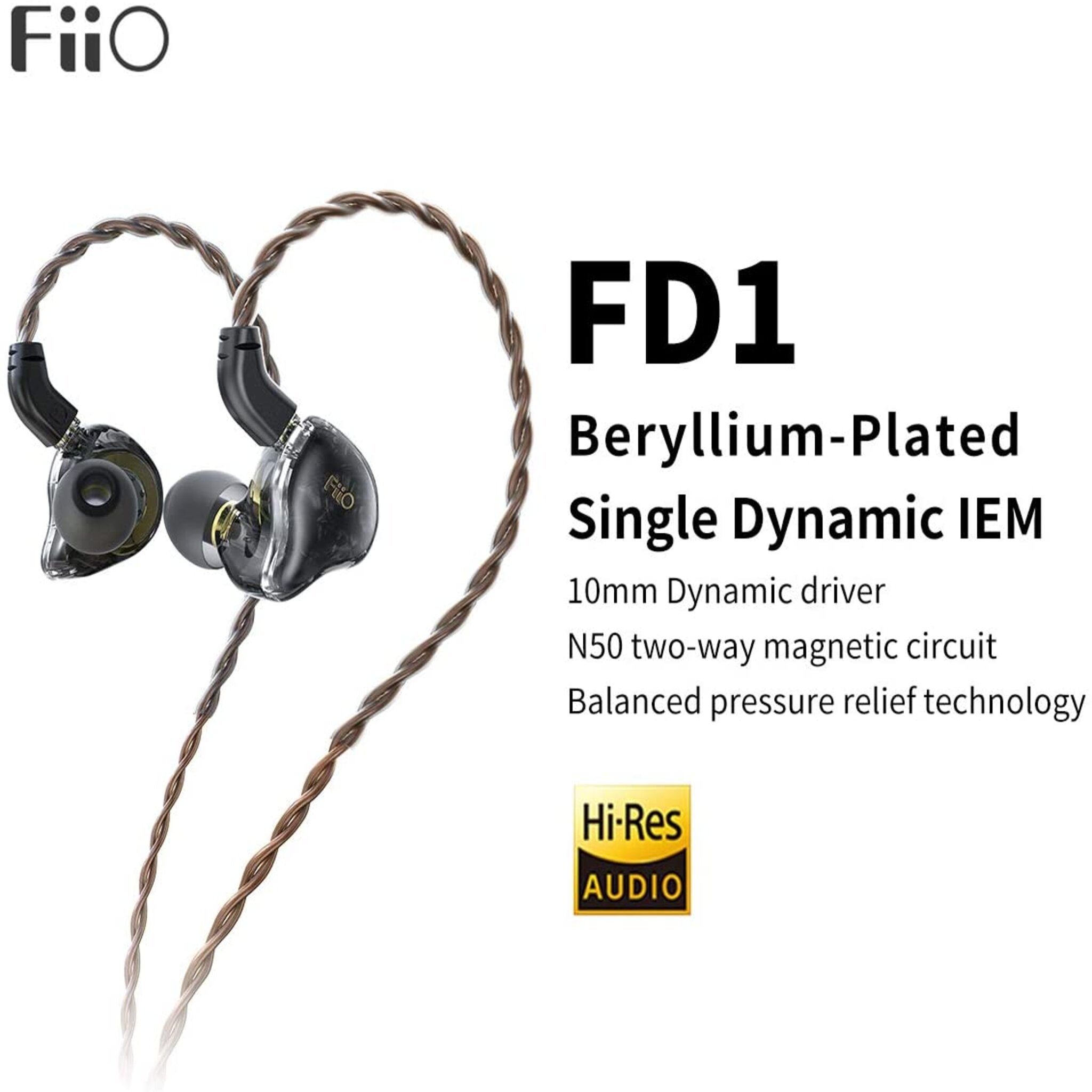 Fiio FD1 Beryllium-Plated Single Dynamic IEM description image