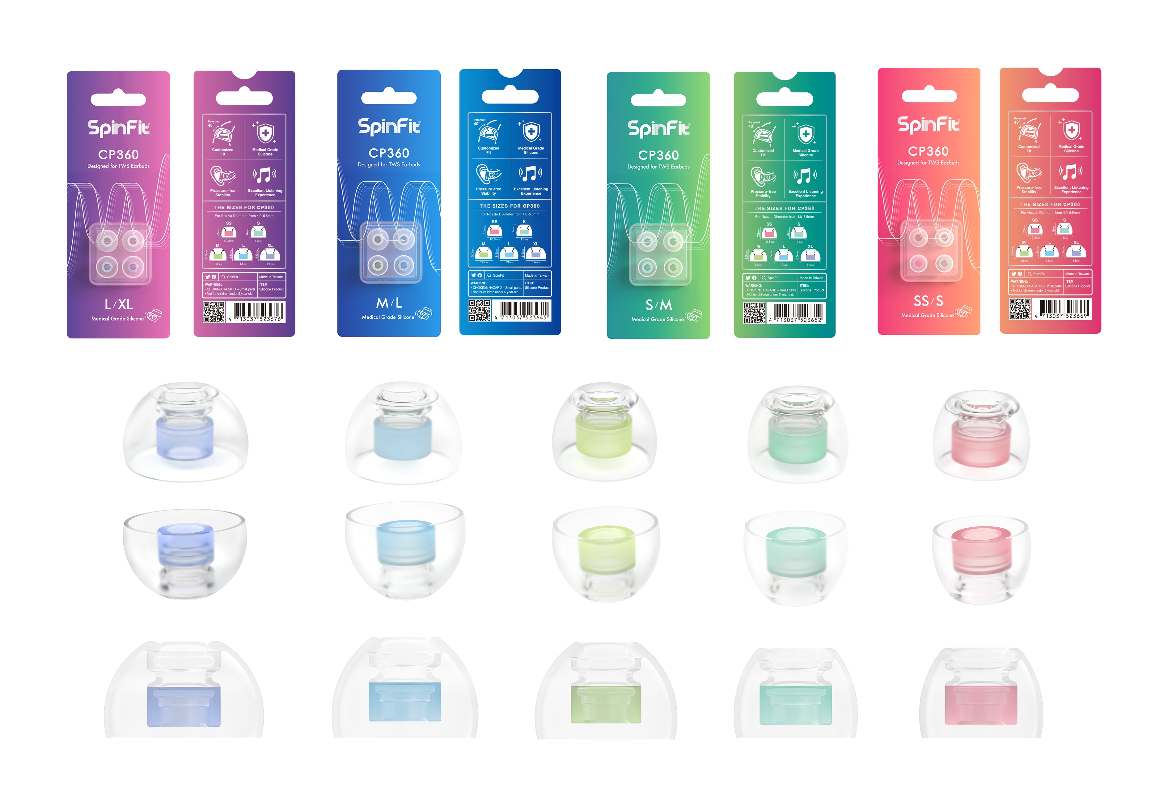SpinFit CP360 Silicone Eartips For True Wireless Bluetooth Earphone