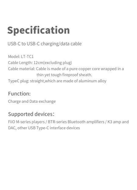 FiiO LT-TC1 Type-C to Type-C USB Cable