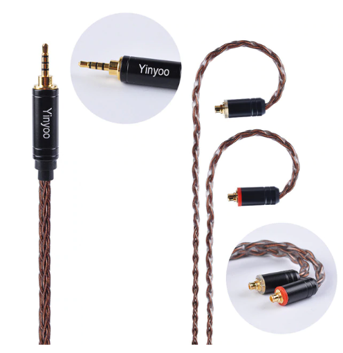 Yinyoo 8 Core Pure Copper Cable 2.5/3.5/4.4mm Balanced Cable MMCX/2pin Connector - Gears For Ears