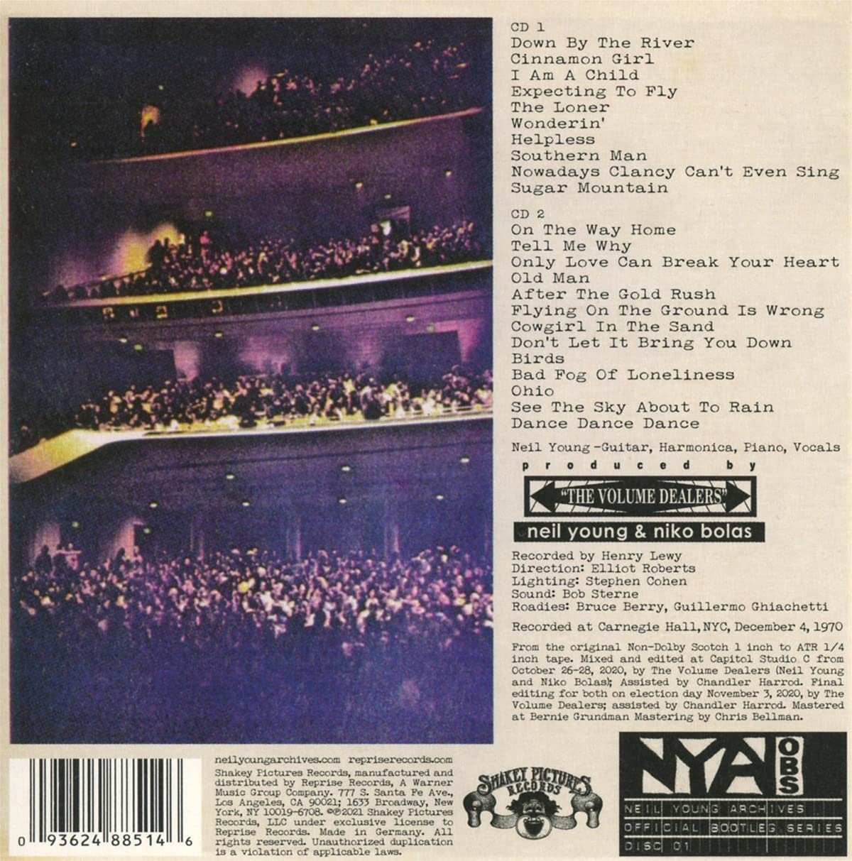 Neil Young - Carnegie Hall 1970 - 2 Discs