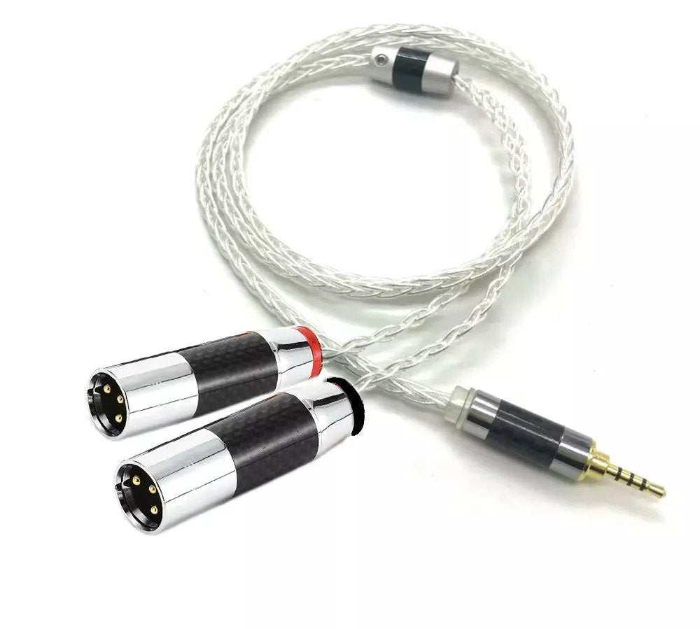 HIFI 7N OCC Silver Plated 4.4mm/3.5mm/2.5mm TRRS Balanced to Dual 2x 3pin XLR Balanced Male Audio Adapter Cable